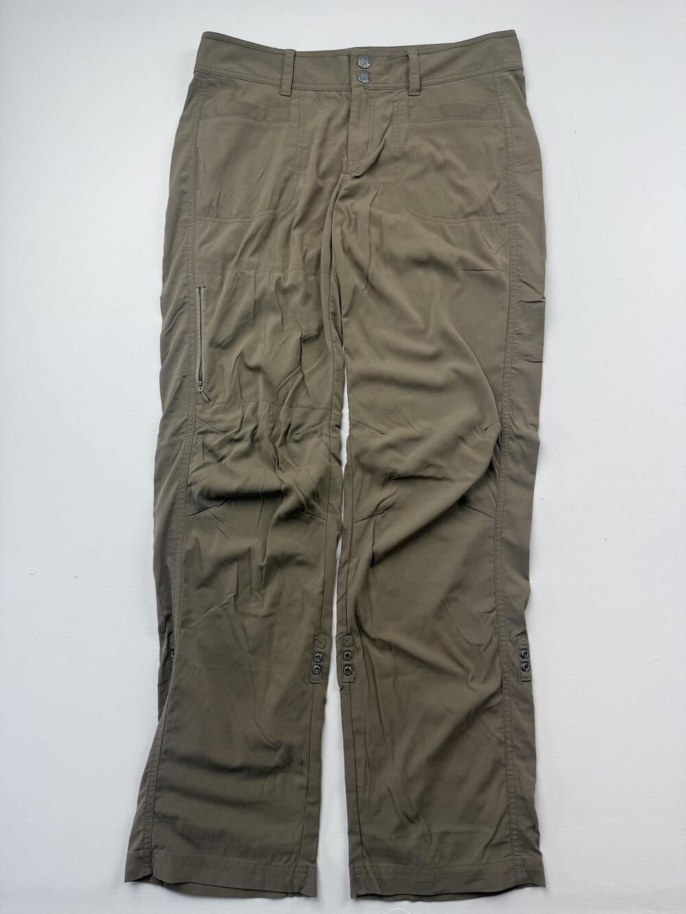 PrAna Pants Womens 10 Green Nylon Hiking Straight Leg Zip Pocket Lightweight